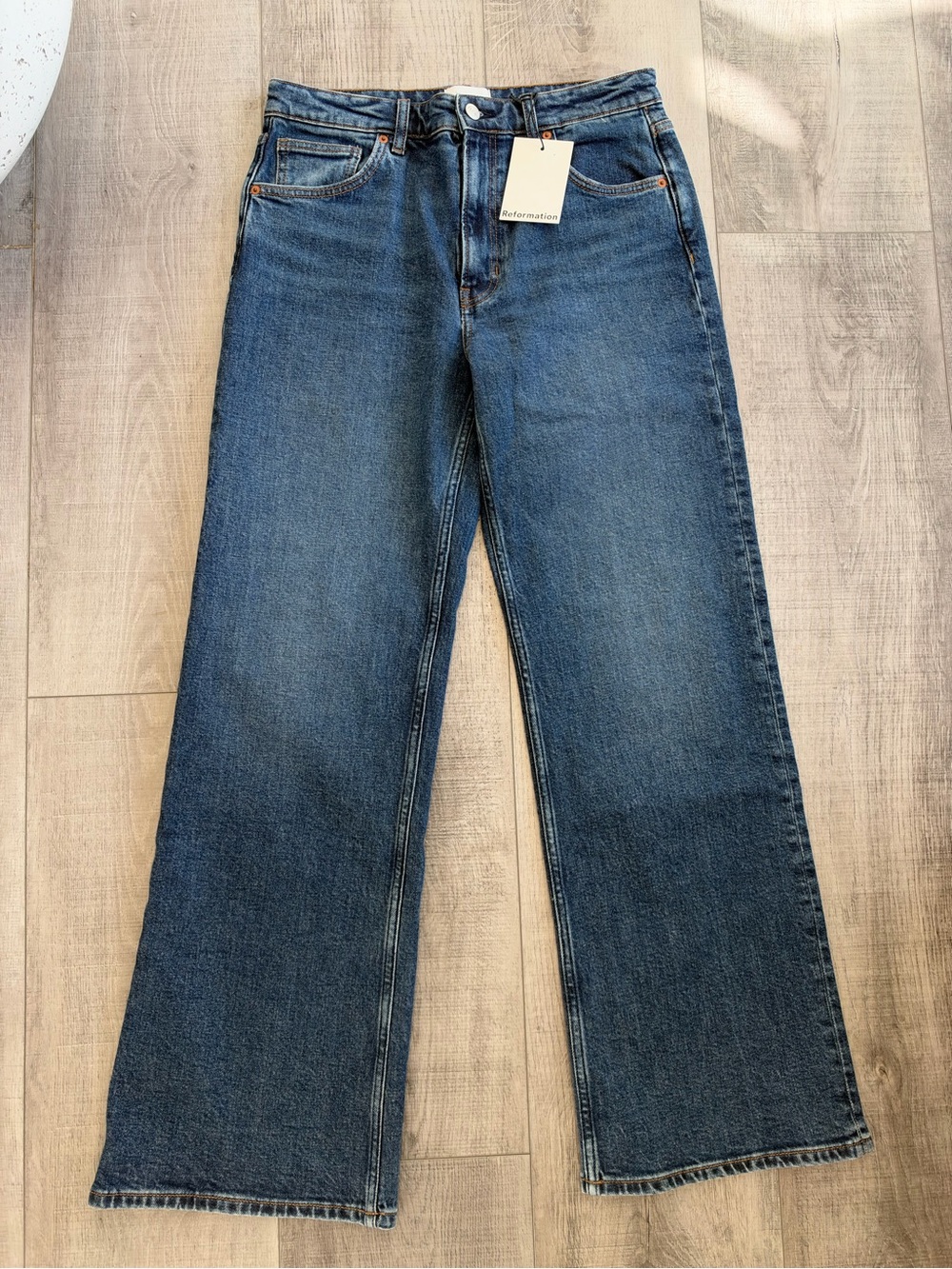 Reformation Hunter Mid Rise Wide-leg Women's Dark Blue Jeans